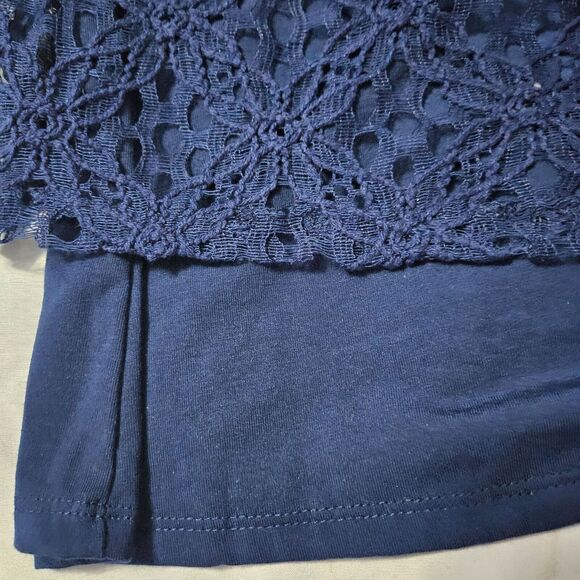 Ruby Rd Blue Size 24W Cotton Blend Crotchet Pullover Stretch Knit Pullover - Picture 11 of 12